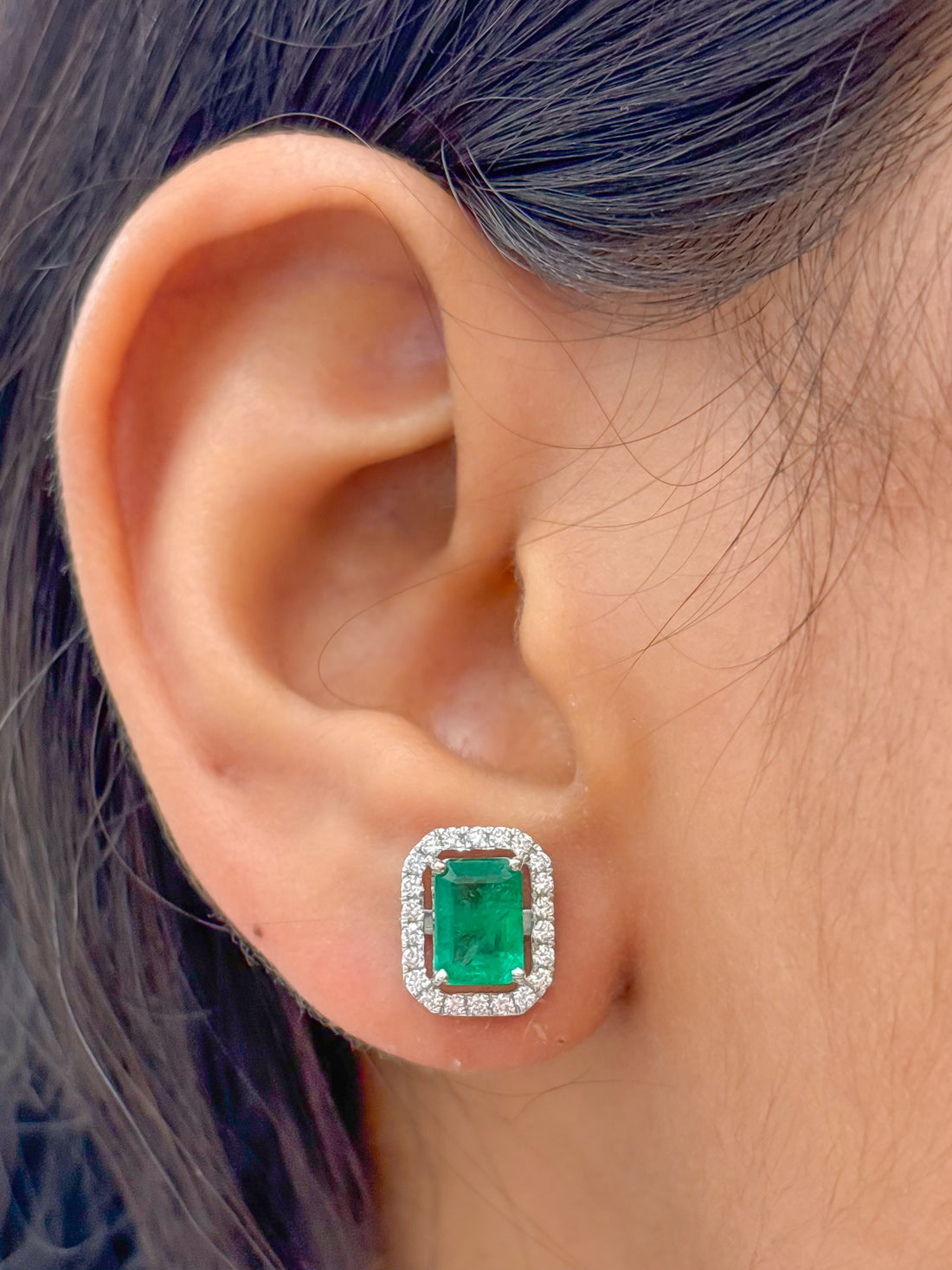 JPERG-4199/11614 Diamond Emerald Earring | 14K