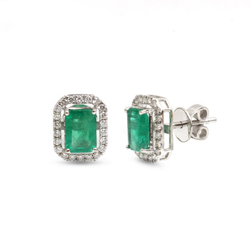 JPERG-4199/11614 Diamond Emerald Earring | 14K