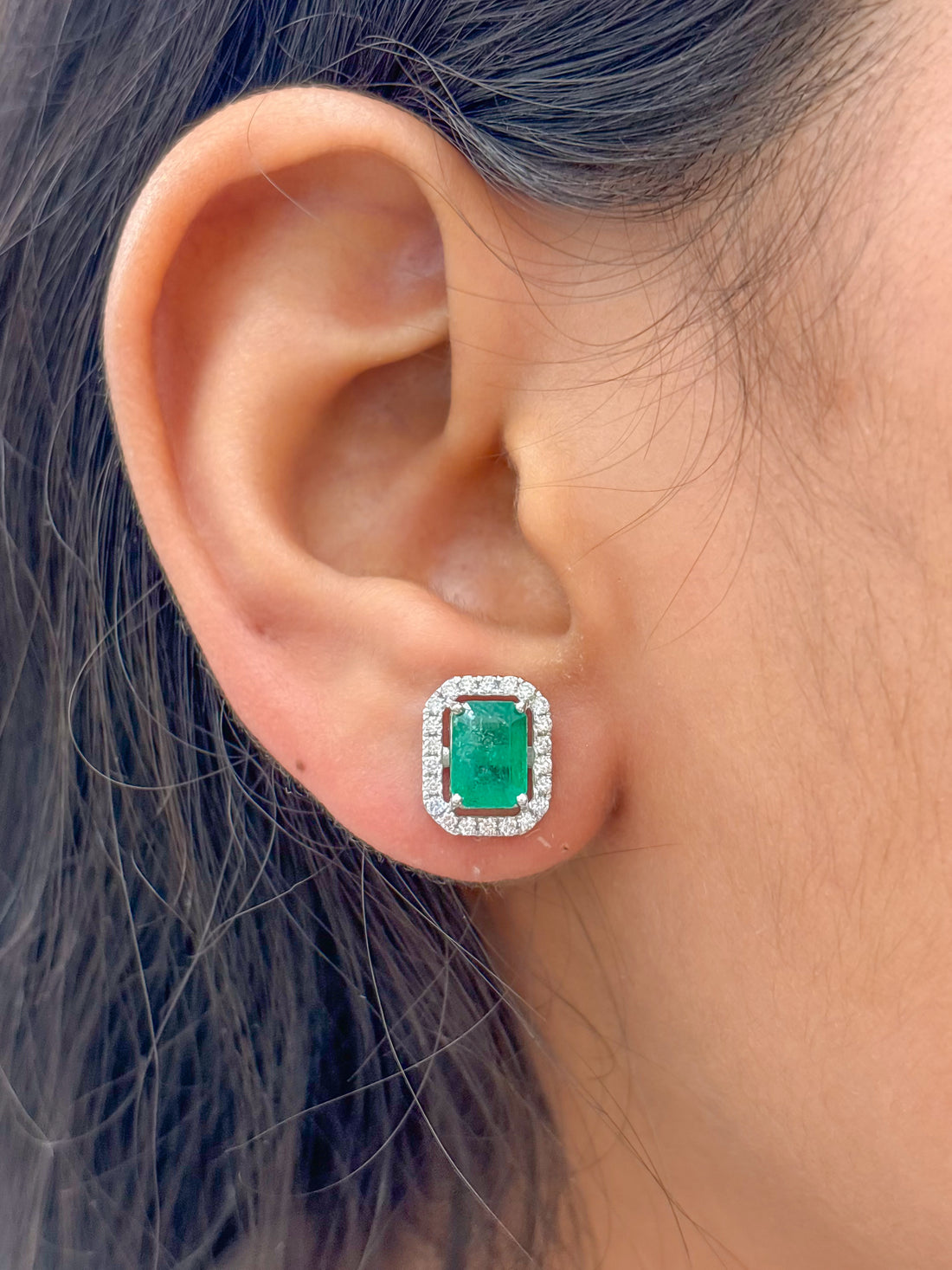 JPERG-4203/11618 Diamond Emerald Earring | 14K