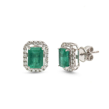 JPERG-4203/11618 Diamond Emerald Earring | 14K