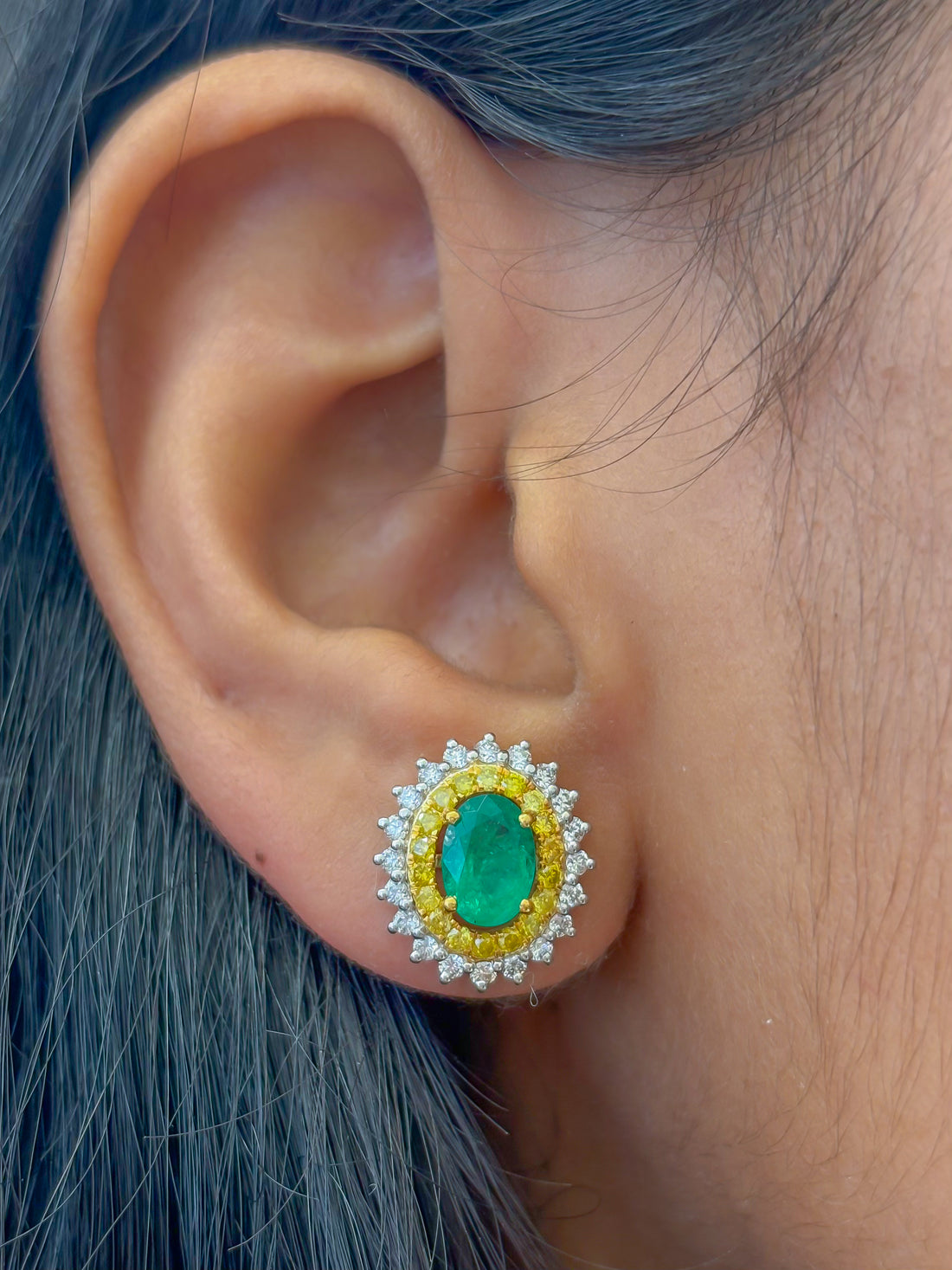 JPERG-4205/11624 Emerald Yellow Diamond Diamond Earring | 18K