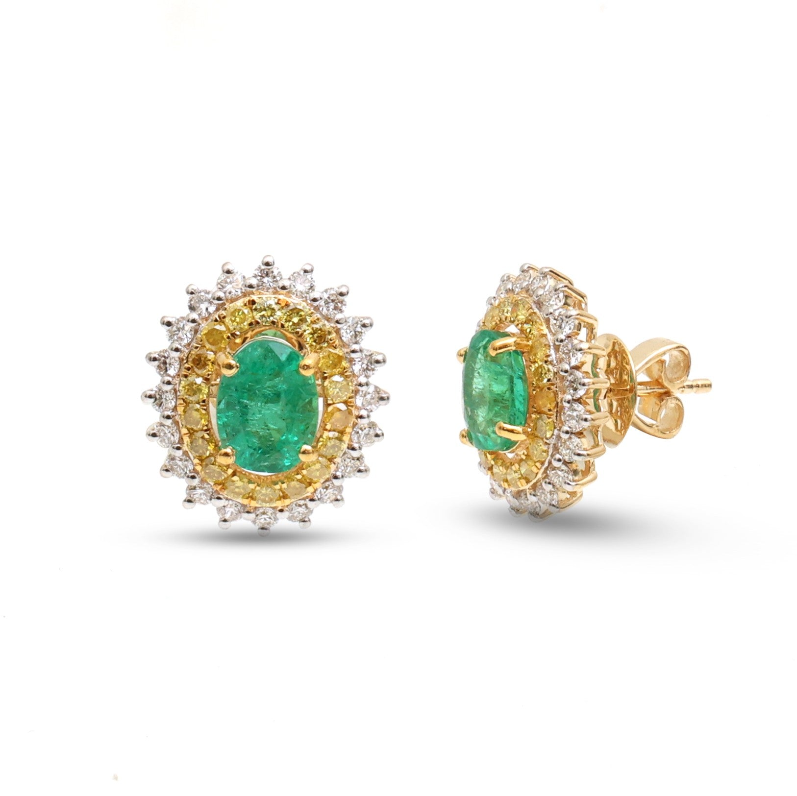 JPERG-4205/11624 Emerald Yellow Diamond Diamond Earring | 18K