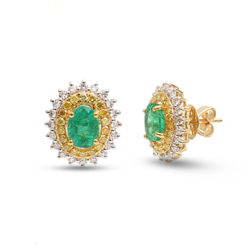 JPERG-4205/11624 Emerald Yellow Diamond Diamond Earring | 18K