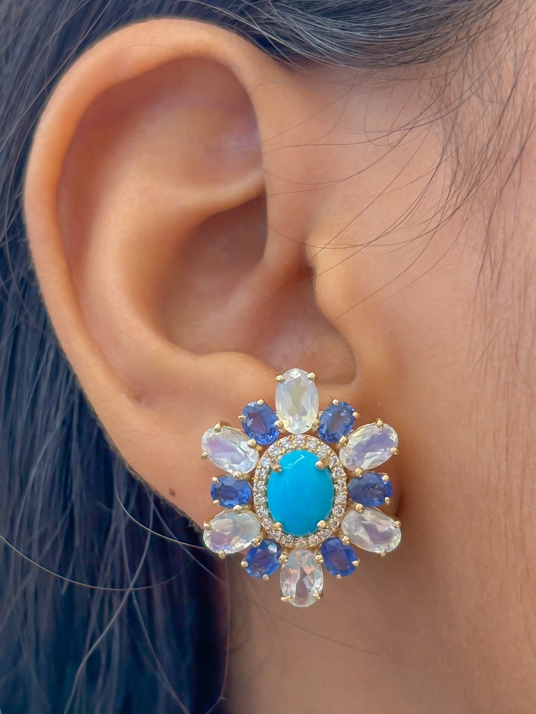 JPERG-4207/11632 - Blue Sapphire Diamond Earring | 14K