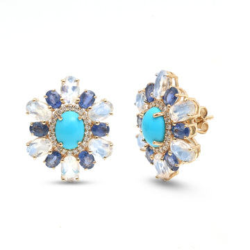 JPERG-4207/11632 - Blue Sapphire Diamond Earring | 14K