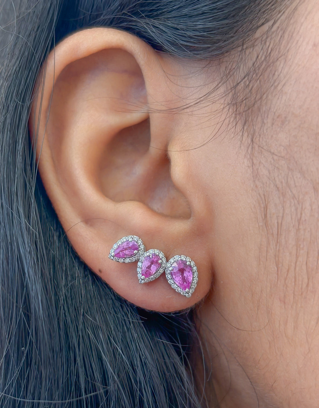 JPERG-4209/11635 Pink Sapphire Diamond Earring | 18K