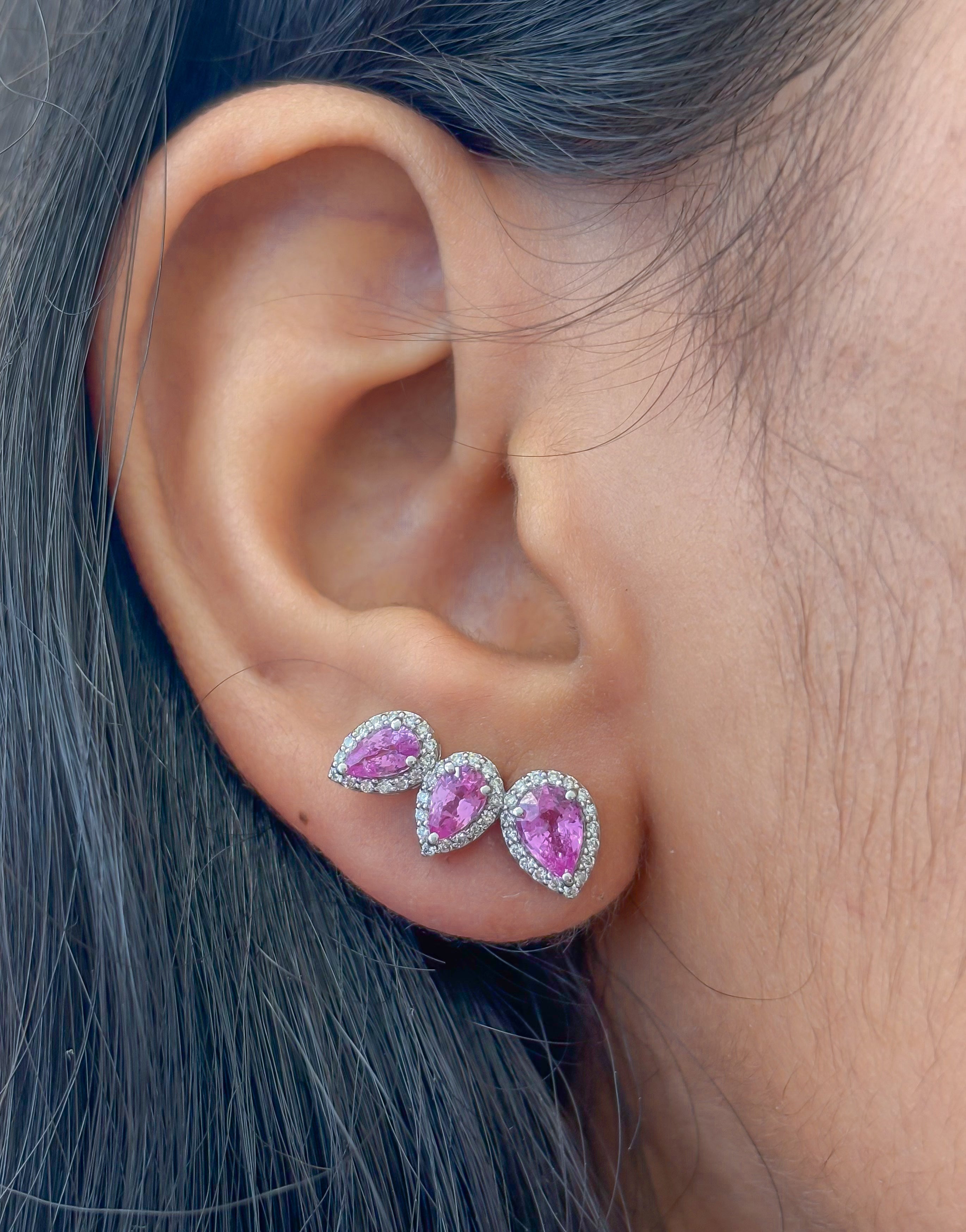 JPERG-4209/11635 Pink Sapphire Diamond Earring | 18K