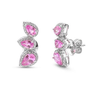 JPERG-4209/11635 Pink Sapphire Diamond Earring | 18K