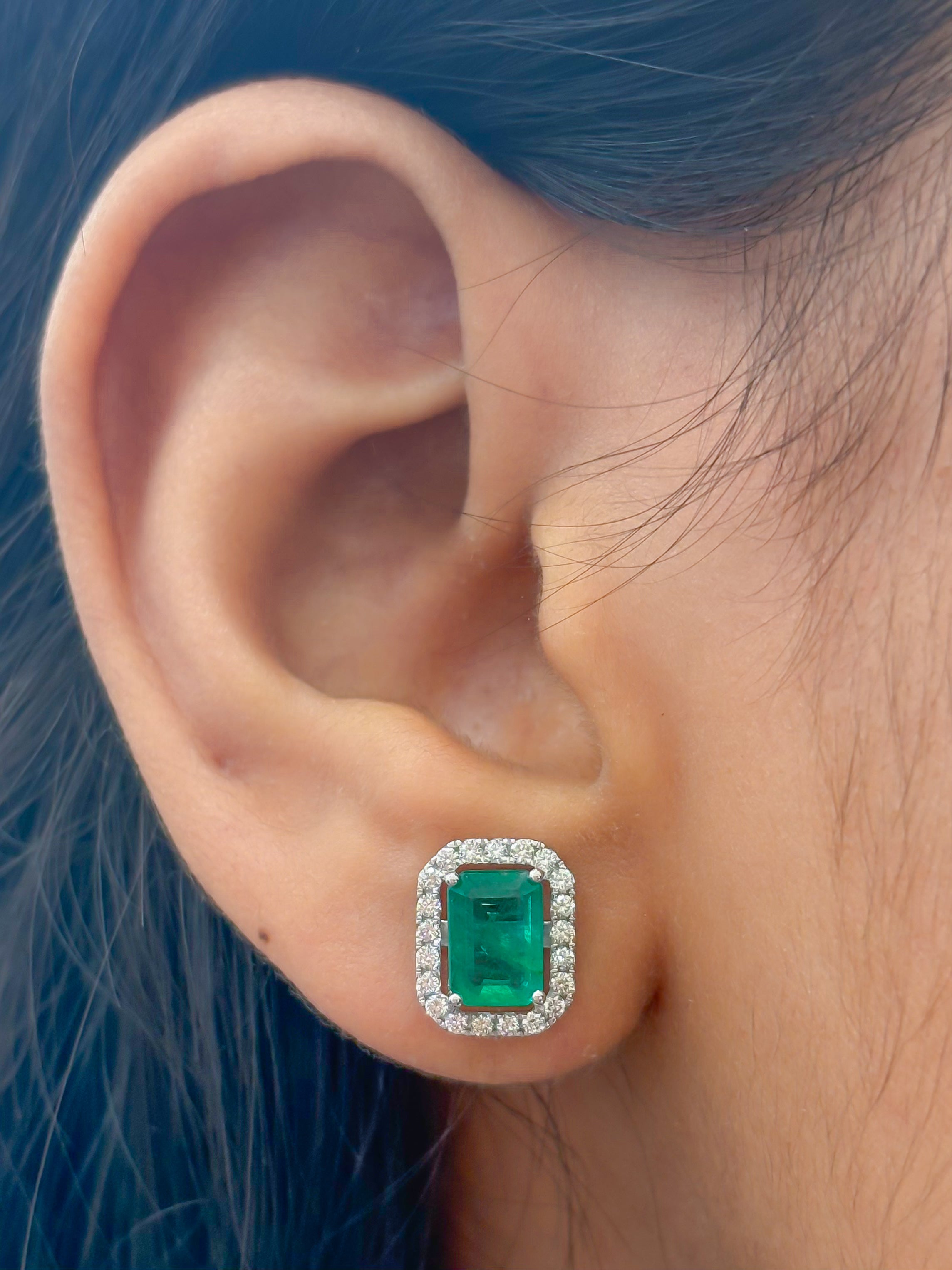 JPERG-4212/11641 Diamond Emerald Earring | 14K
