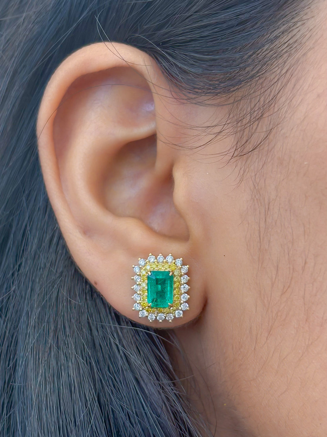 JPERG-4215/11653 Emerald Yellow Diamond Diamond Earring | 18K
