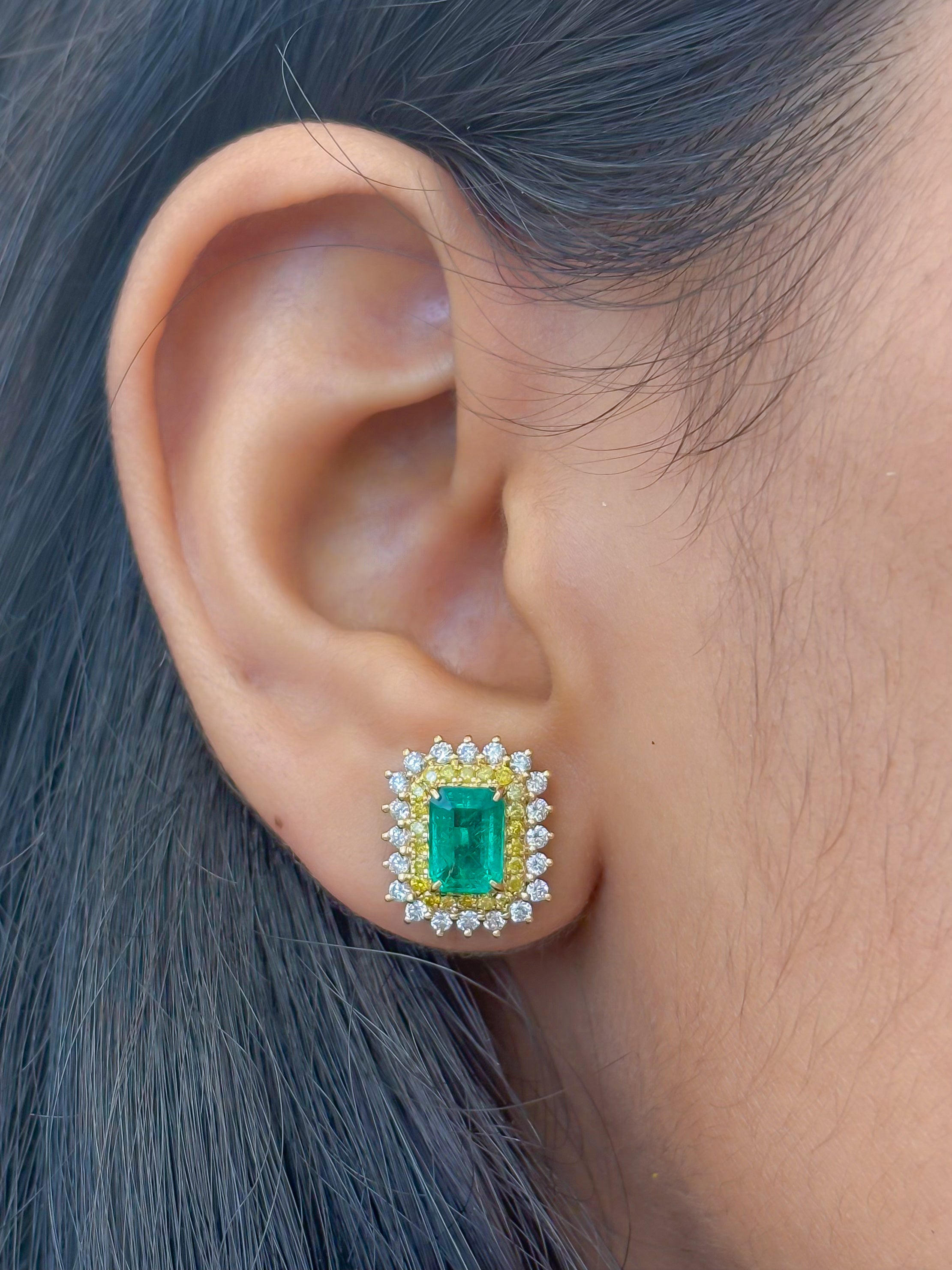 JPERG-4215/11653 Emerald Yellow Diamond Diamond Earring | 18K