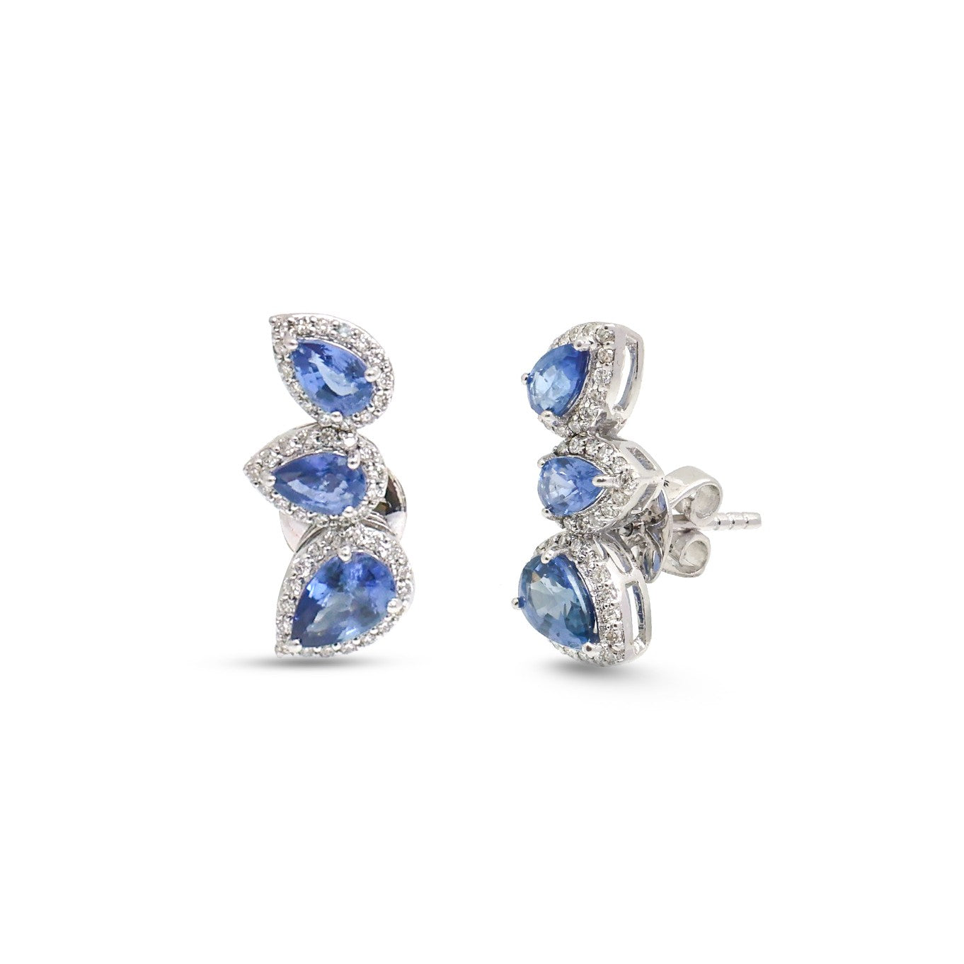 JPERG-4217/11703 Blue Sapphire Diamond Earring | 18K