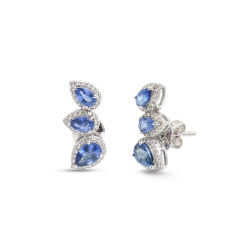JPERG-4217/11703 Blue Sapphire Diamond Earring | 18K