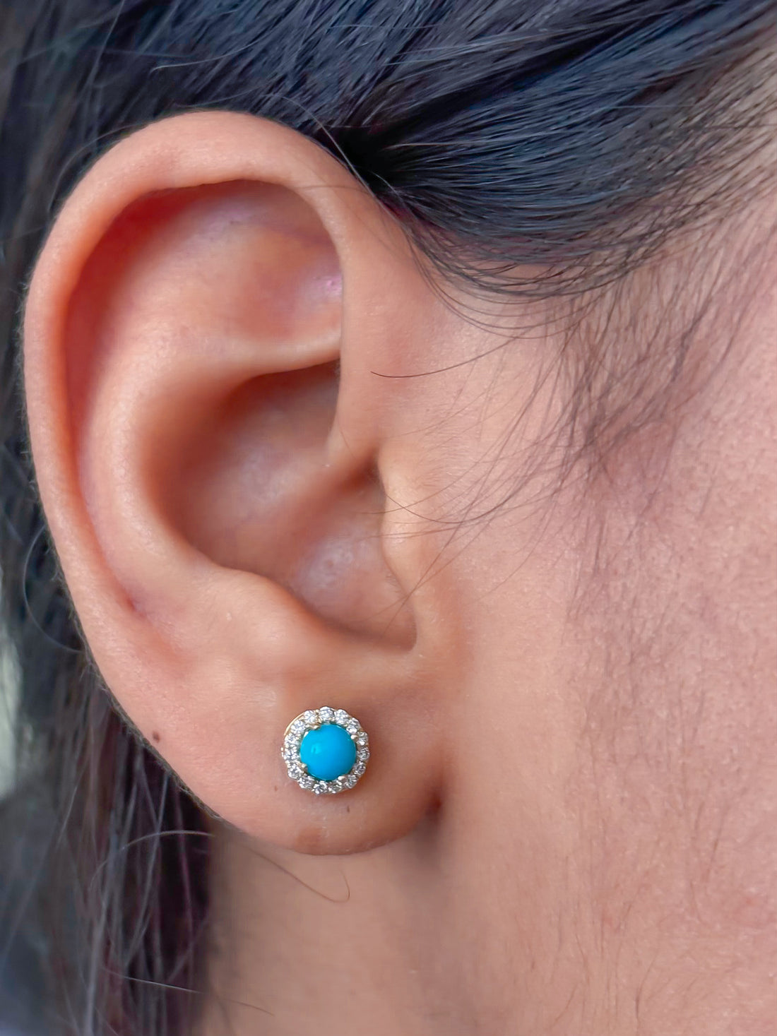 JPERG-4220/11719 Diamond Turquoise Earring | 14K