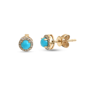 JPERG-4221/11720 Diamond Turquoise Earring | 14K
