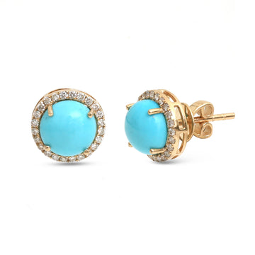 JPERG-4222/11721 Diamond Turquoise Earring | 14K