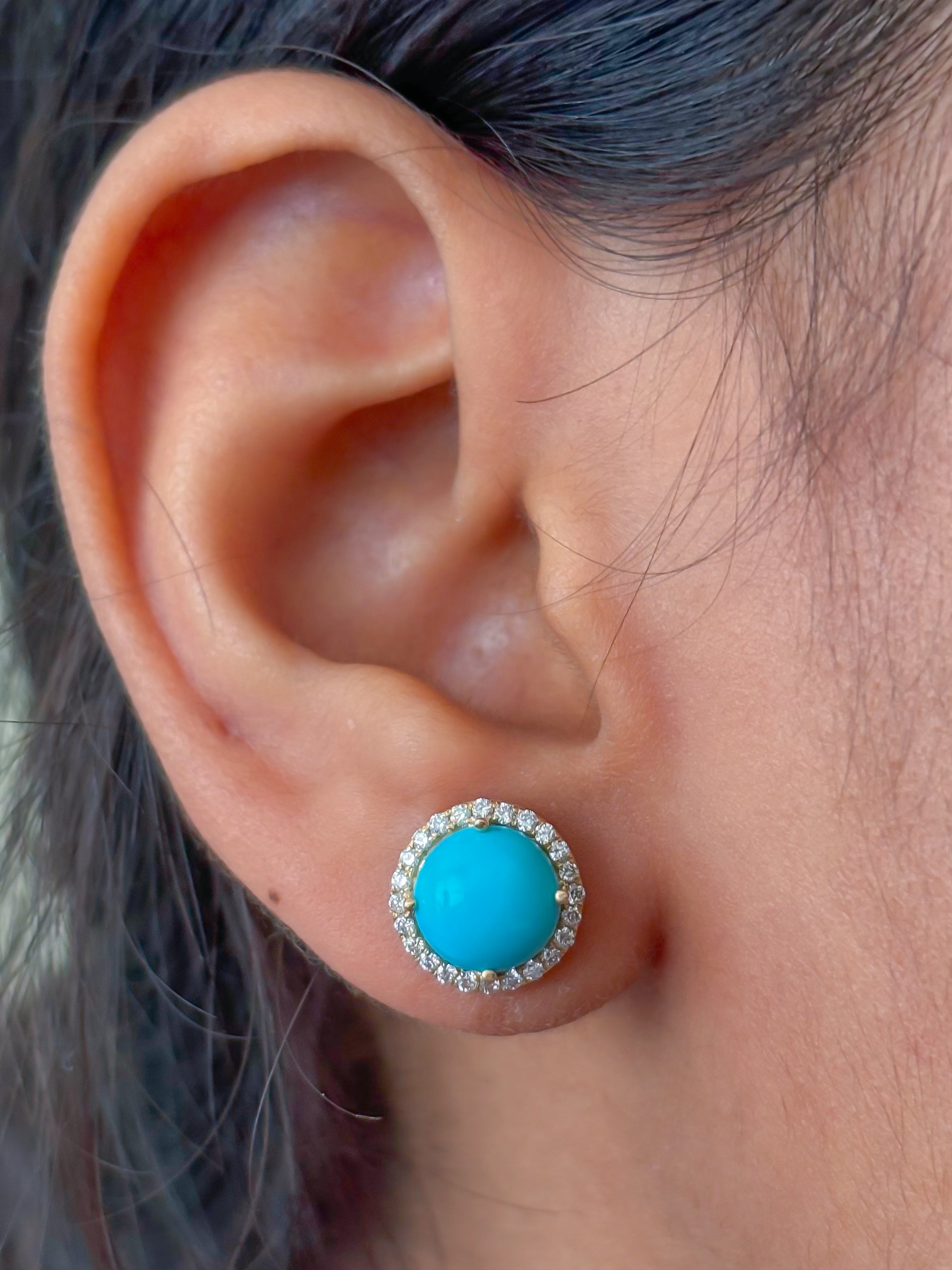 JPERG-4223/11722 Diamond Turquoise Earring | 14K