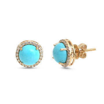 JPERG-4223/11722 Diamond Turquoise Earring | 14K