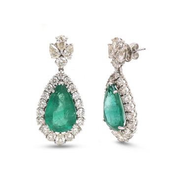 JPERG-4224/11762 Emerald Diamond Earring | 18K