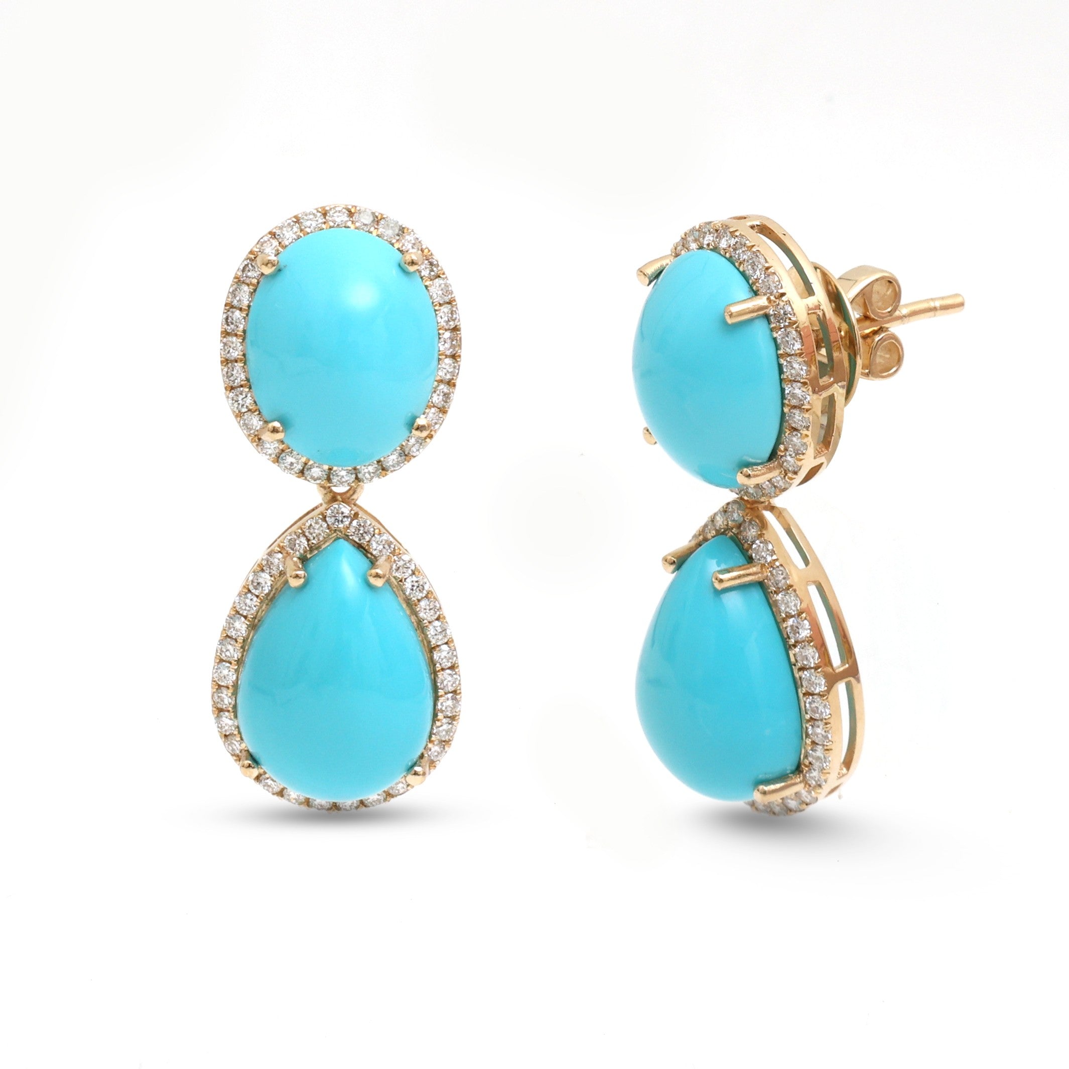 JPERG-4225/11764 Diamond Turquoise Earring | 14K