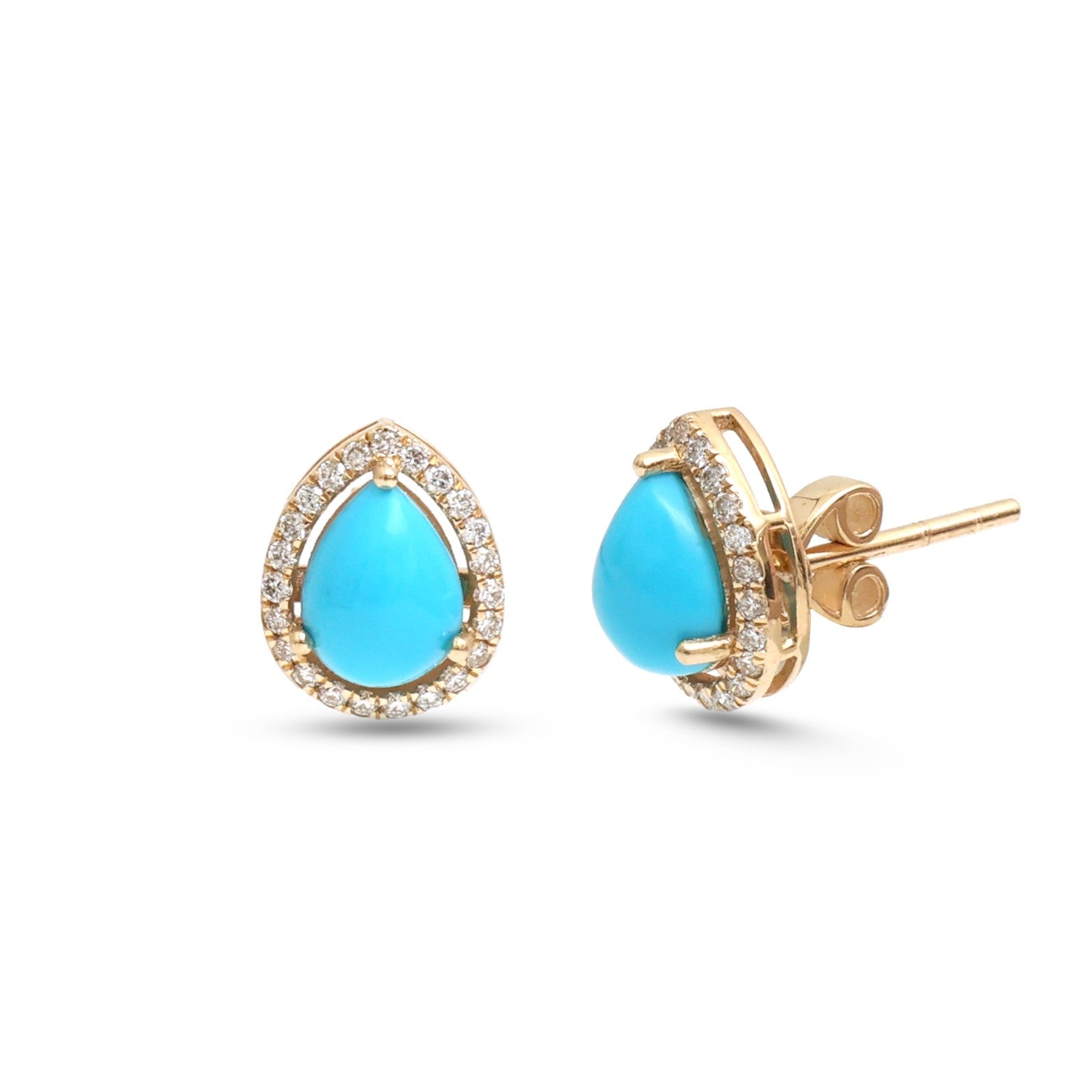 JPERG-4227/11766 Diamond Turquoise Earring | 14K