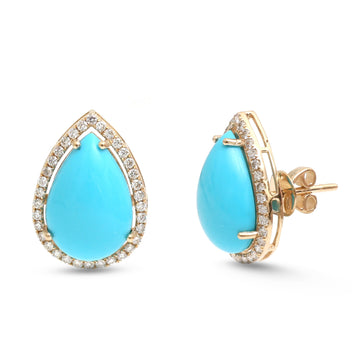 JPERG-4228/11767 Diamond Turquoise Earring | 14K