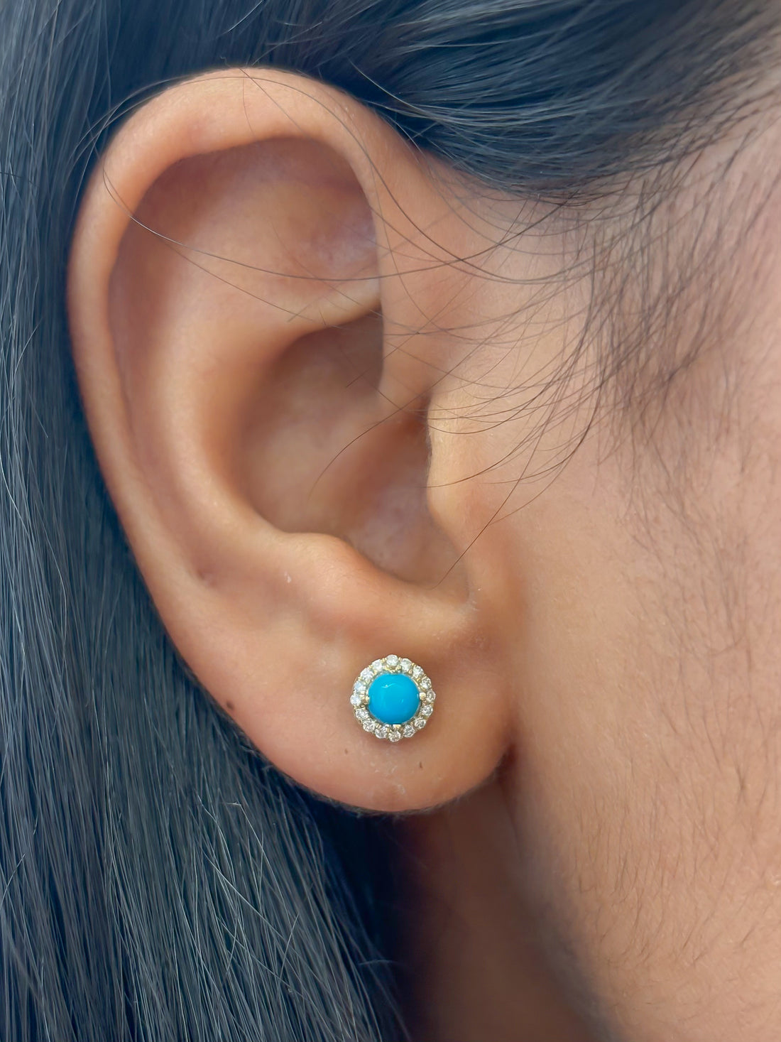 JPERG-4229/11768 Diamond Turquoise Earring | 14K