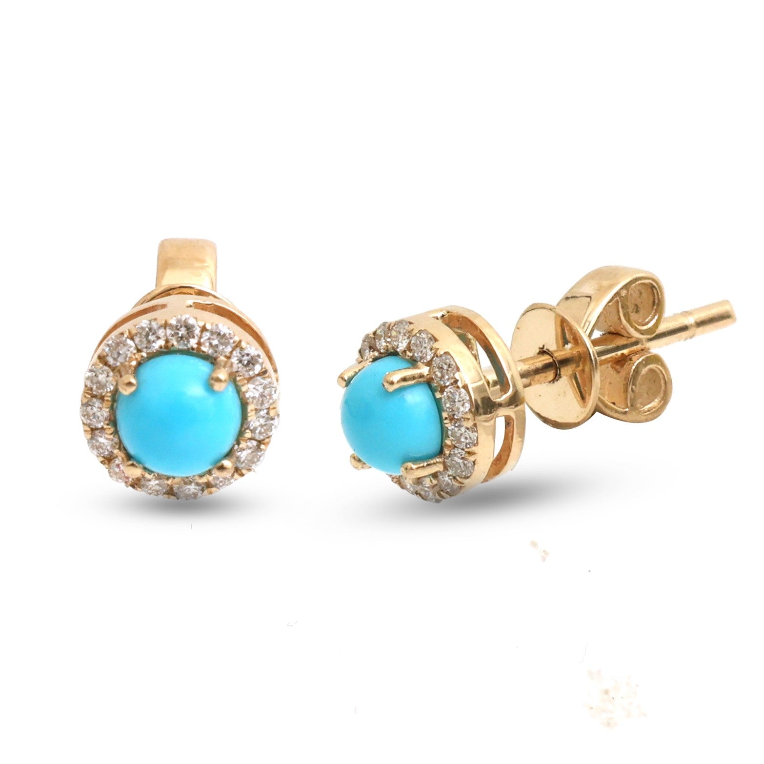 JPERG-4229/11768 Diamond Turquoise Earring | 14K