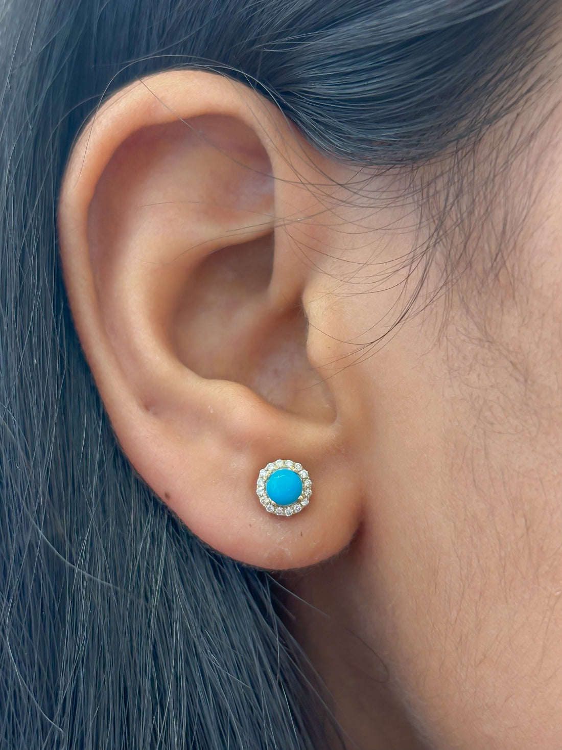 JPERG-4230/11769 Diamond Turquoise Earring | 14K