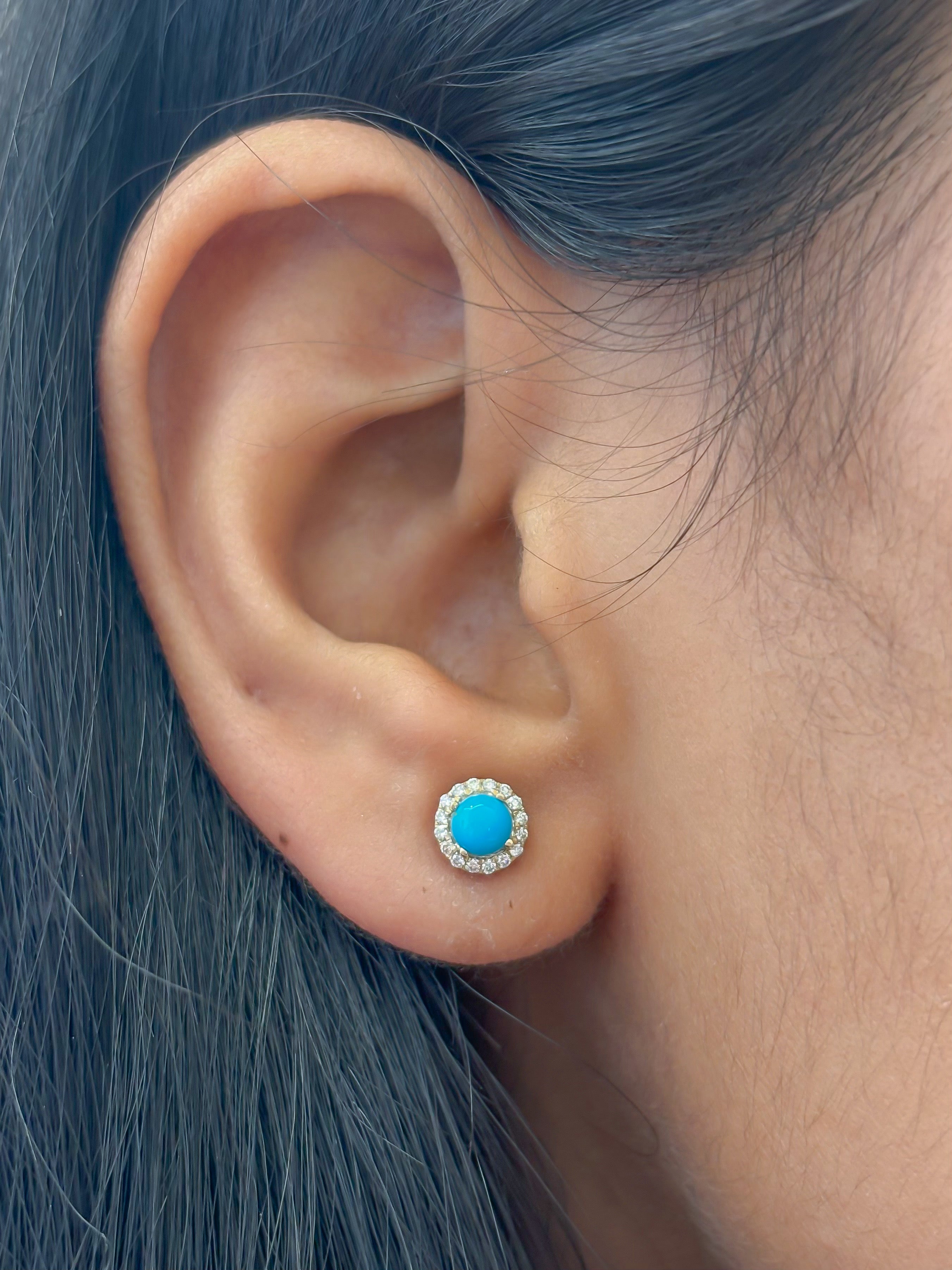 JPERG-4230/11769 Diamond Turquoise Earring | 14K
