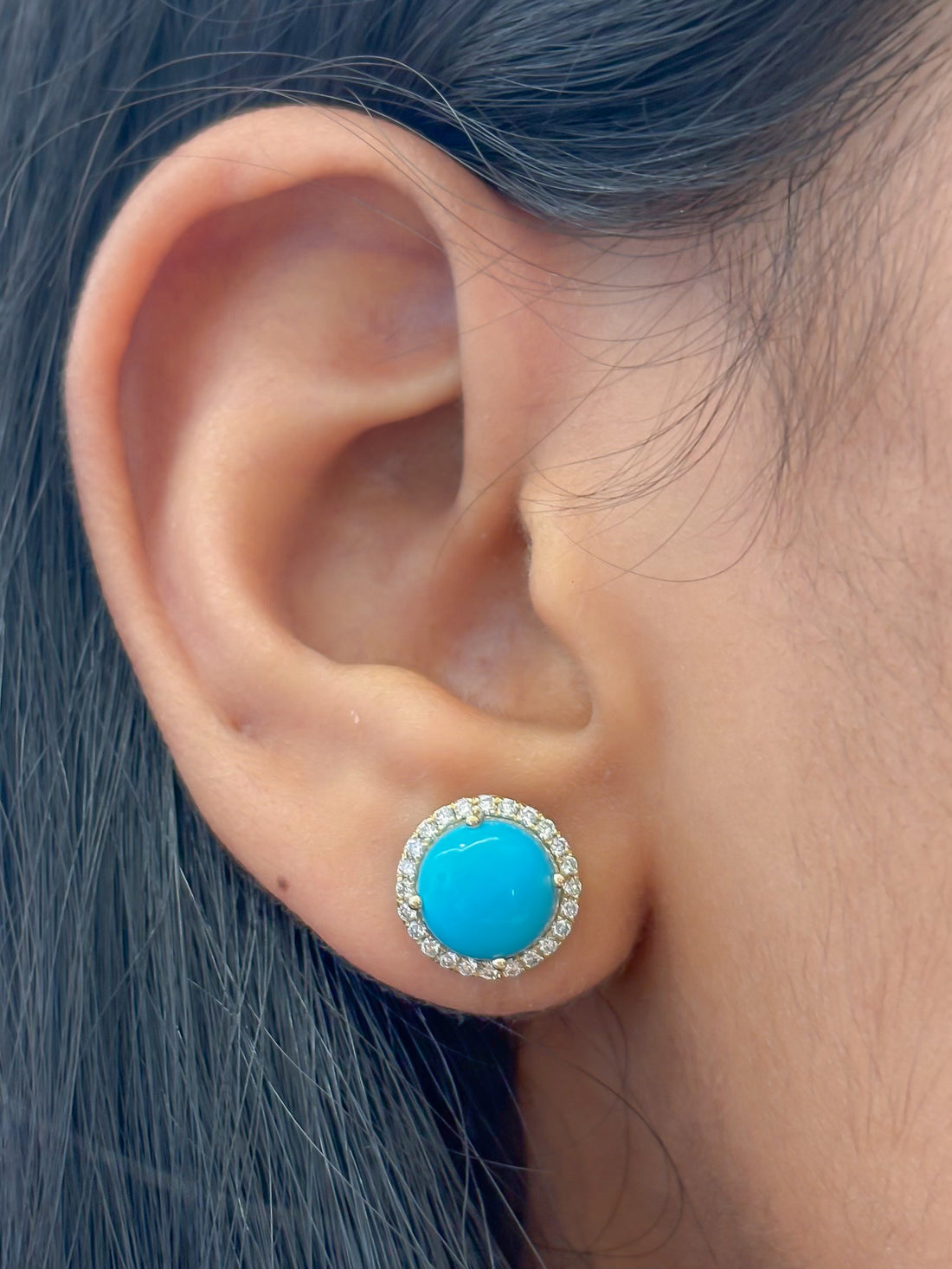 JPERG-4232/11771 Diamond Turquoise Earring | 14K