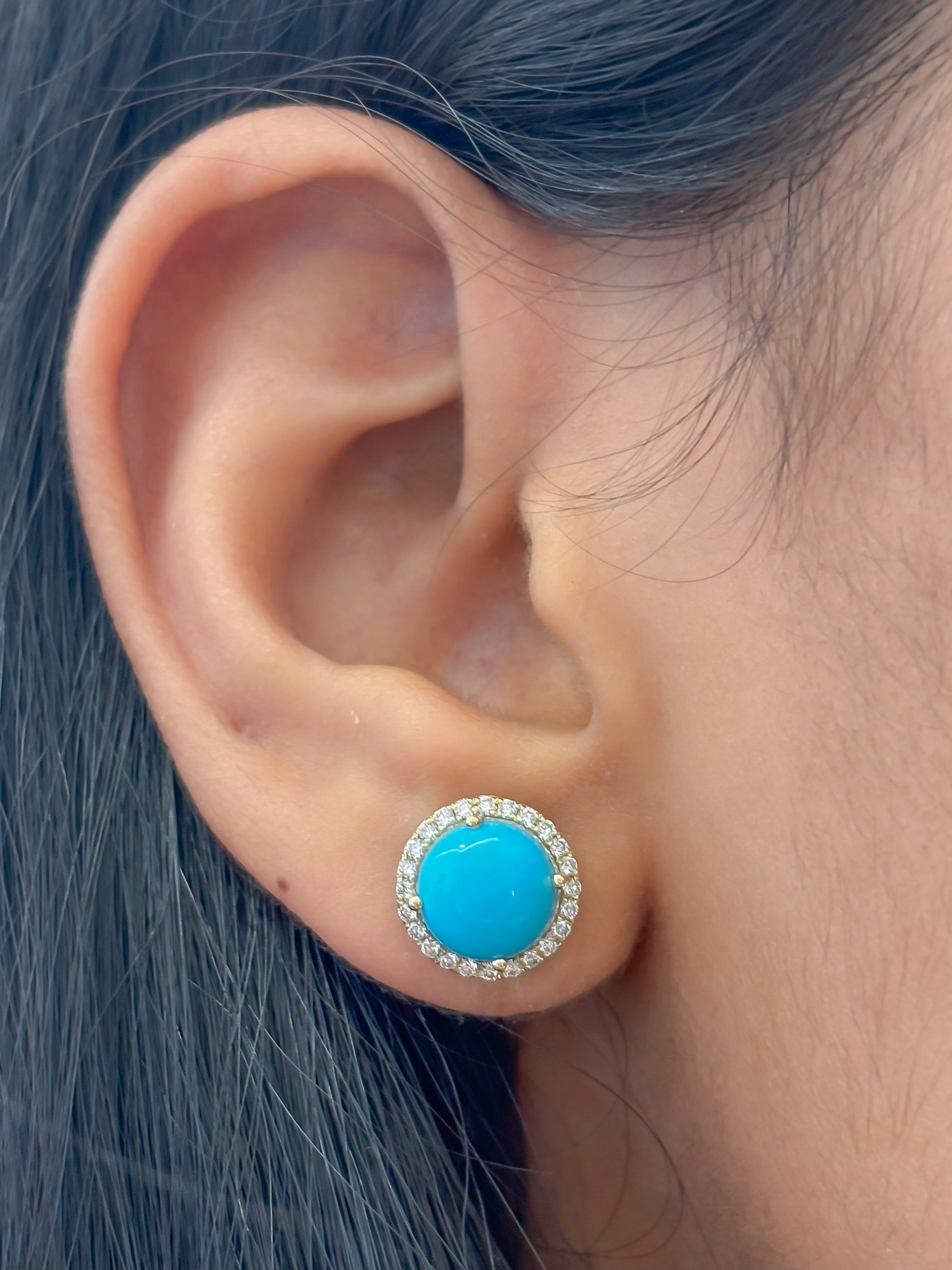 JPERG-4232/11771 Diamond Turquoise Earring | 14K
