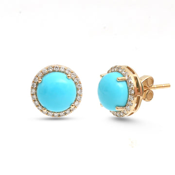 JPERG-4232/11771 Diamond Turquoise Earring | 14K