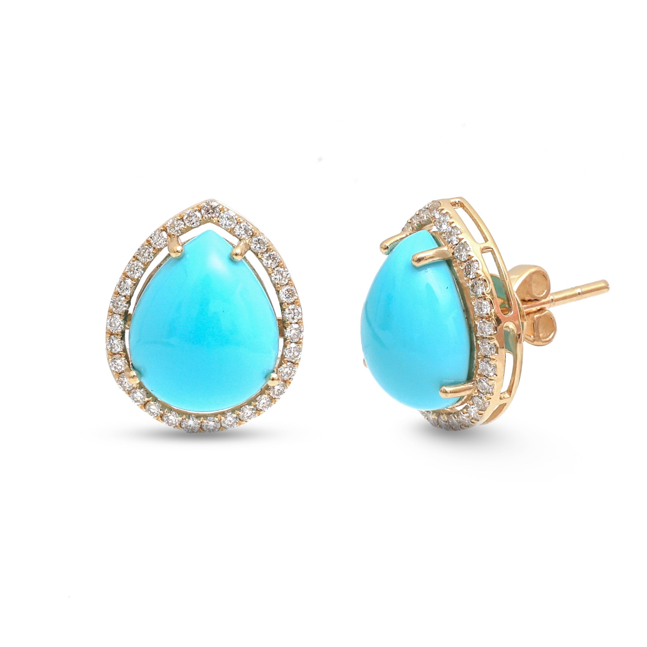 JPERG-4233/11772 Diamond Turquoise Earring | 14K