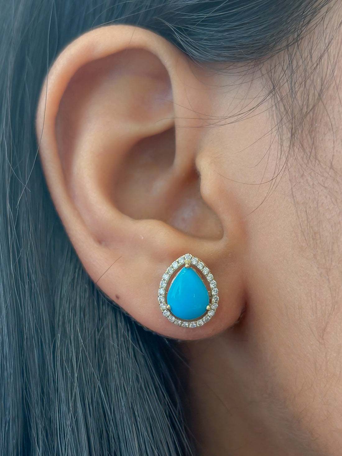 JPERG-4234/11773 Diamond Turquoise Earring | 14K