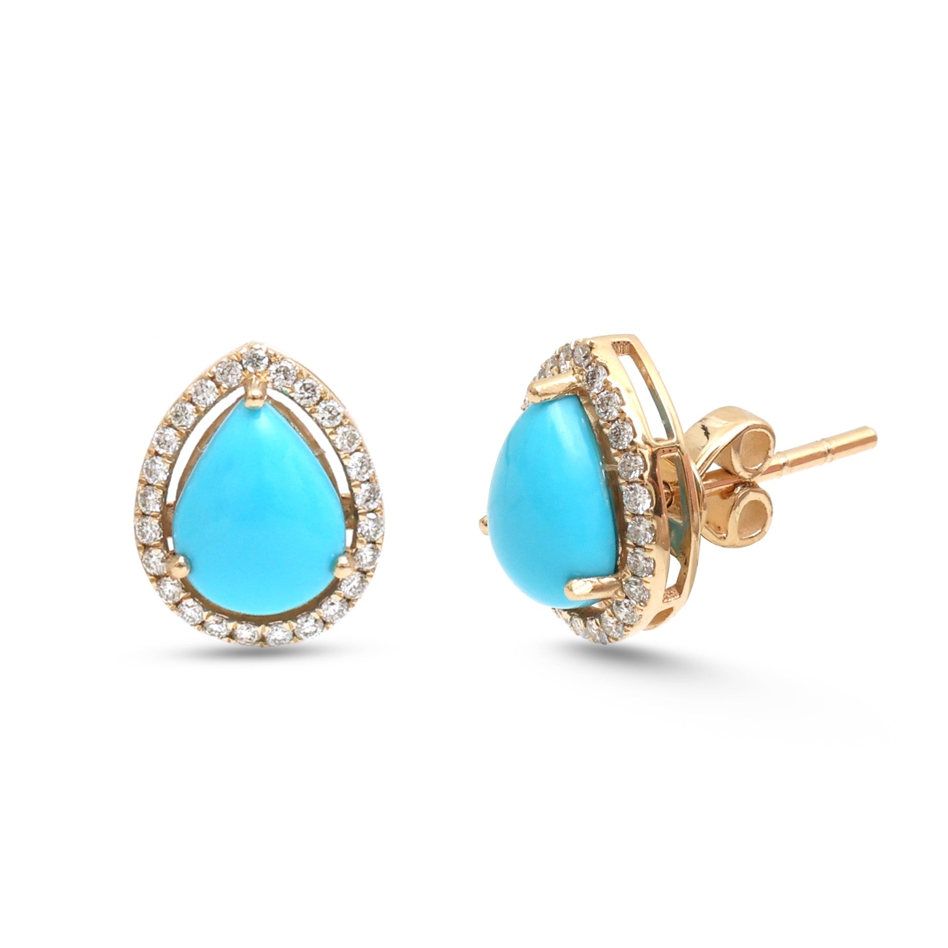 JPERG-4234/11773 Diamond Turquoise Earring | 14K