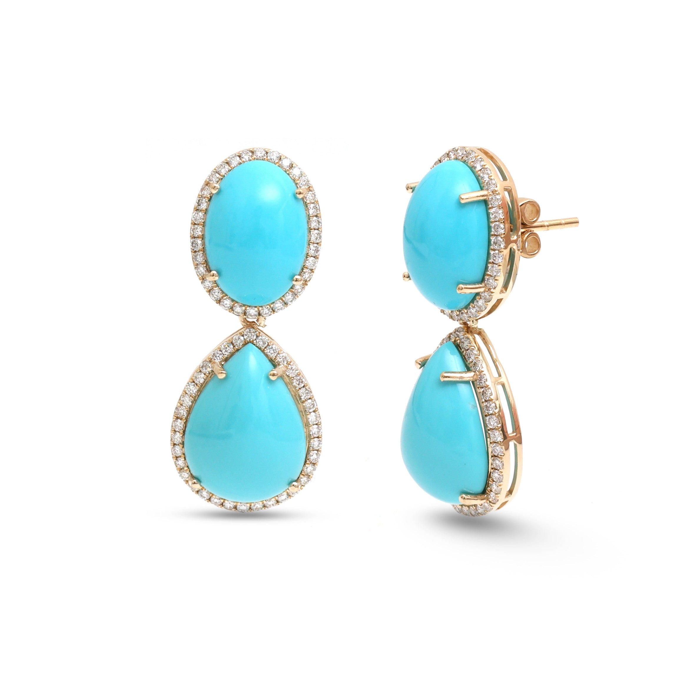 JPERG-4235/11774 Diamond Turquoise Earring | 14K