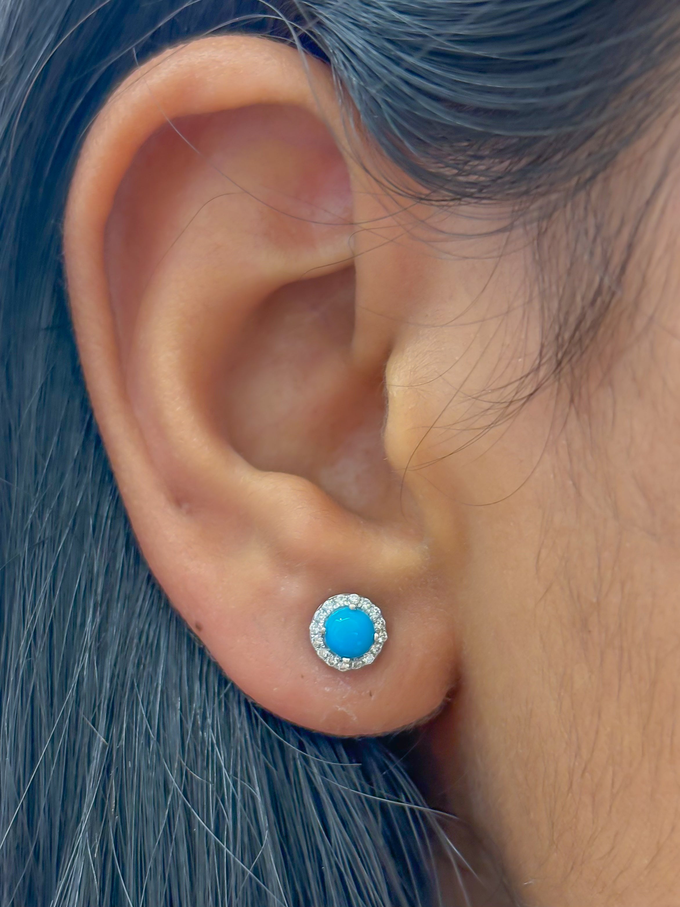 JPERG-4242/11808 Diamond Turquoise Earring | 14K