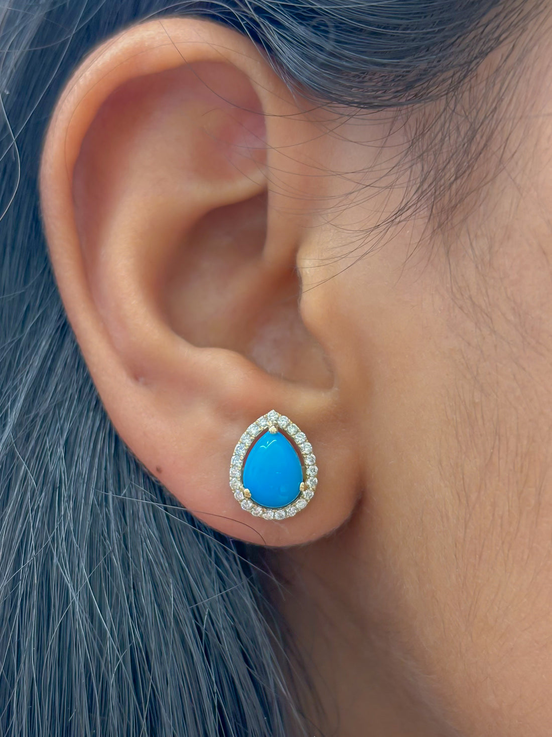 JPERG-4245/11812 Diamond Turquoise Earring | 14K