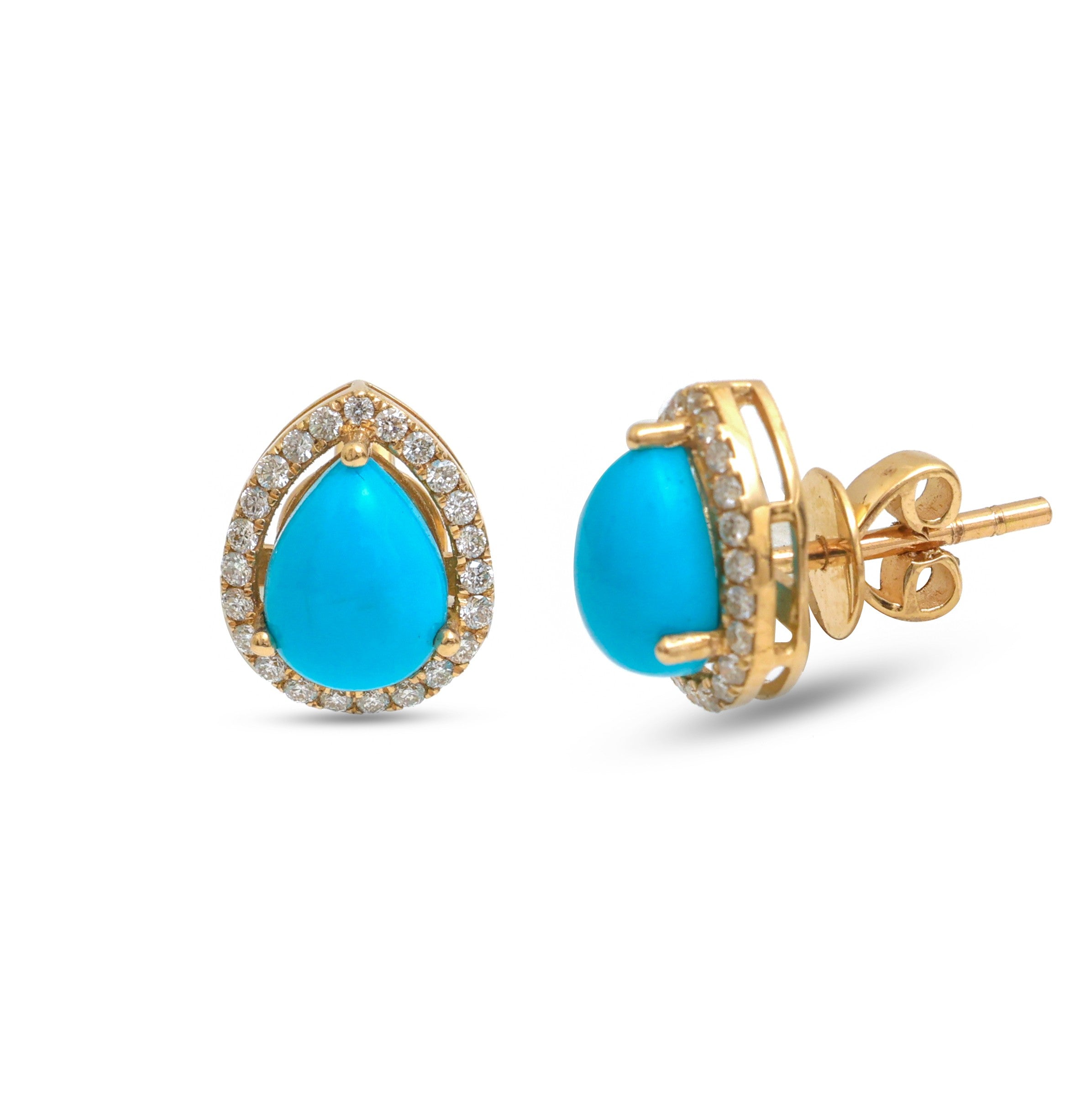JPERG-4247/11814 Diamond Turquoise Earring | 14K