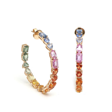 JPERG-424/2321 Rainbow Hoops Earring | 14K