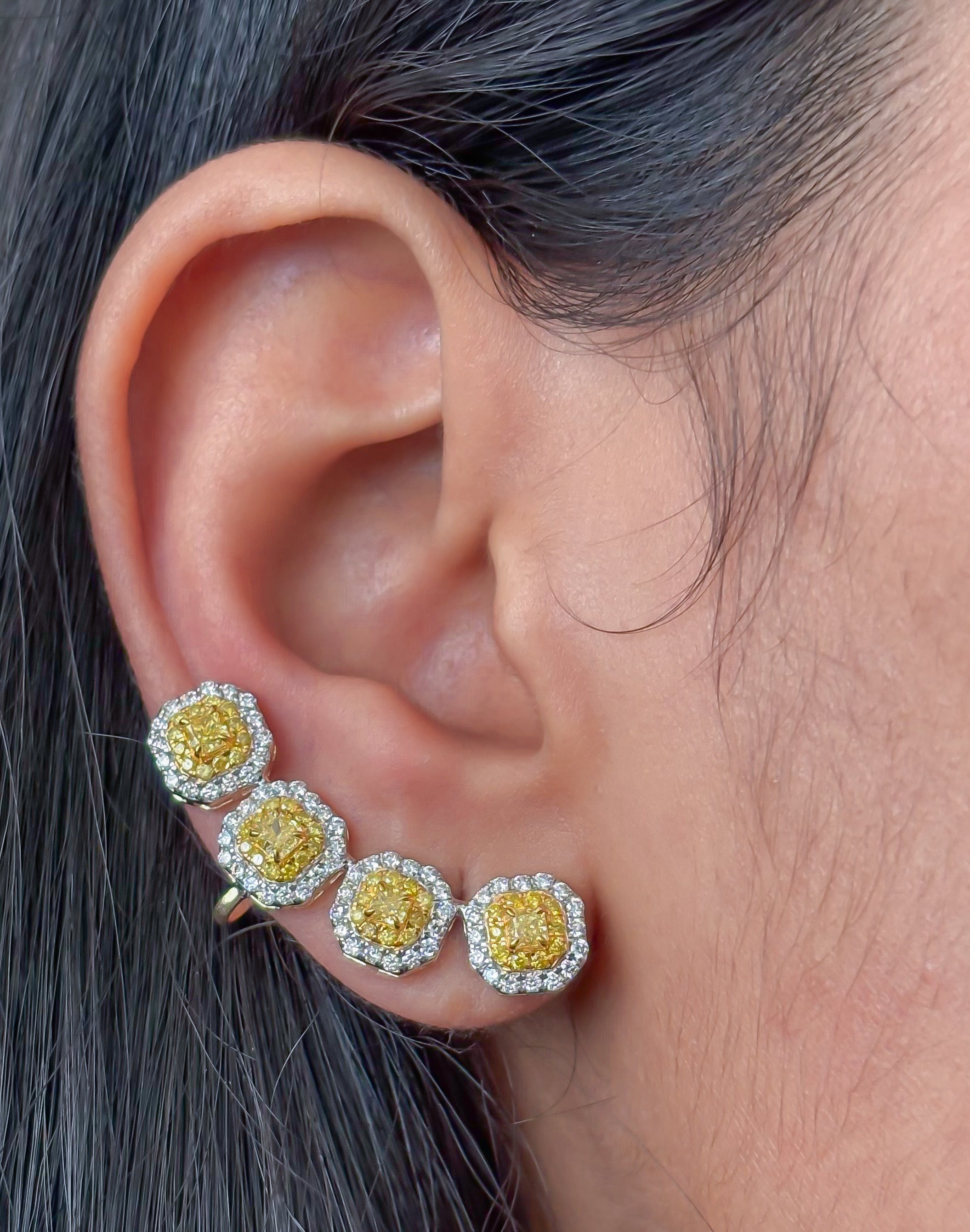 JPERG-4256/11848 Yellow Diamond Diamond Earring | 18K