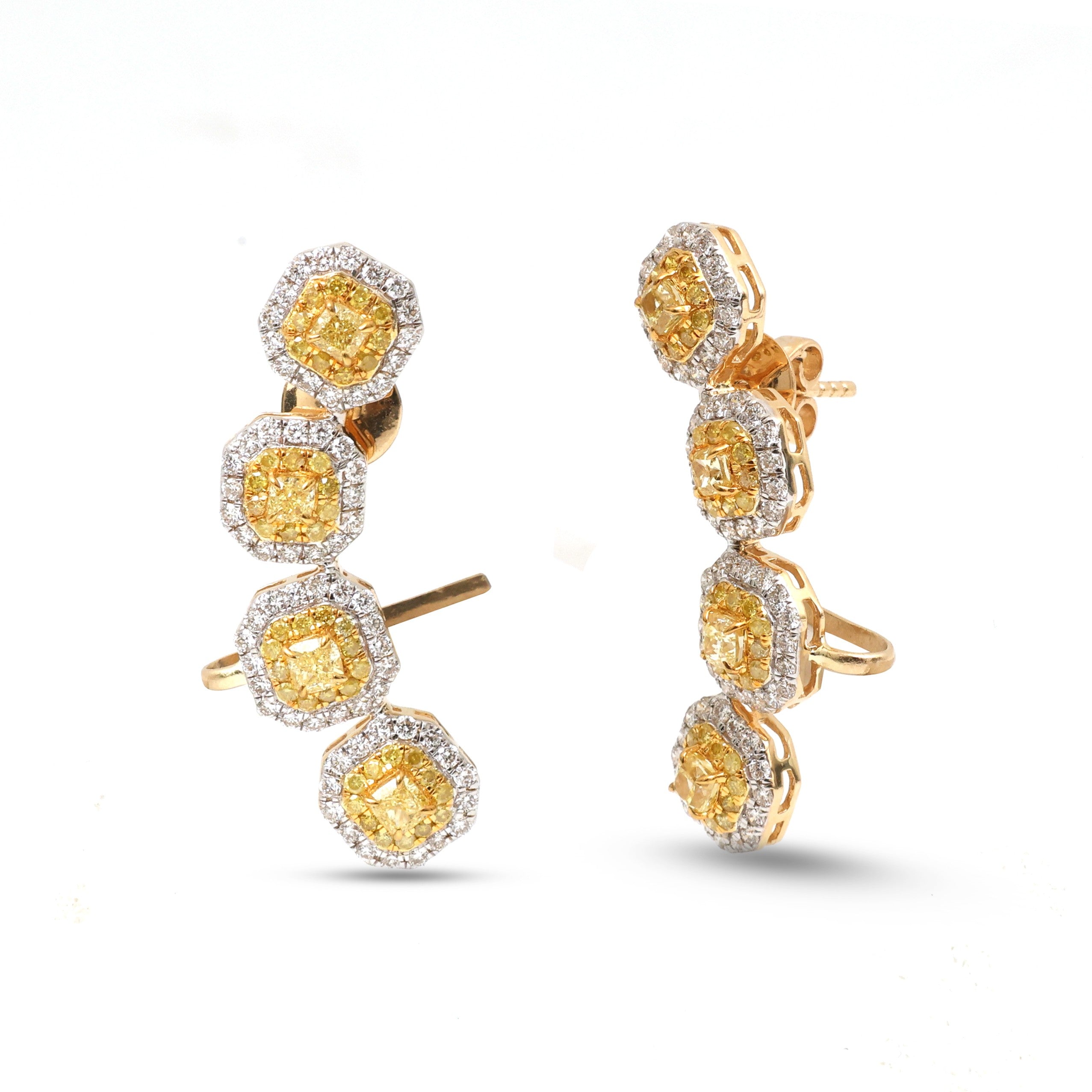 JPERG-4256/11848 Yellow Diamond Diamond Earring | 18K