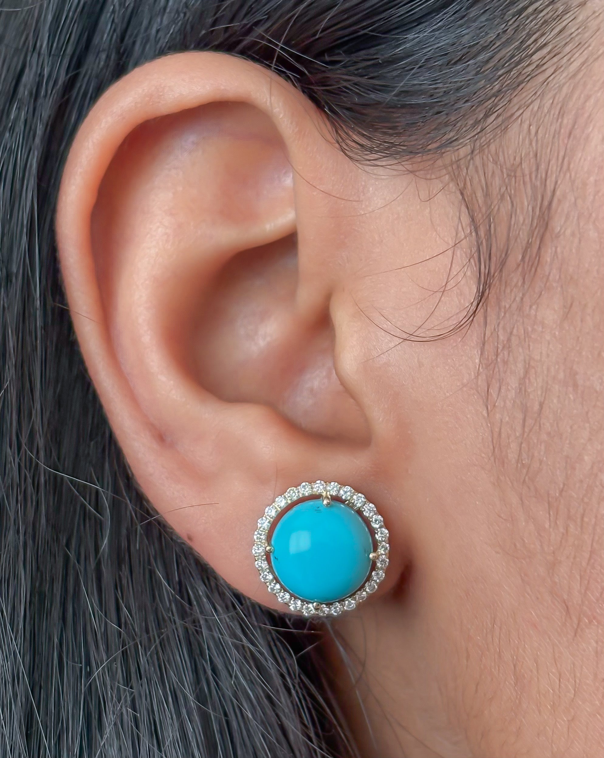 JPERG-4269/11861 Turquoise Diamond Earring | 14K