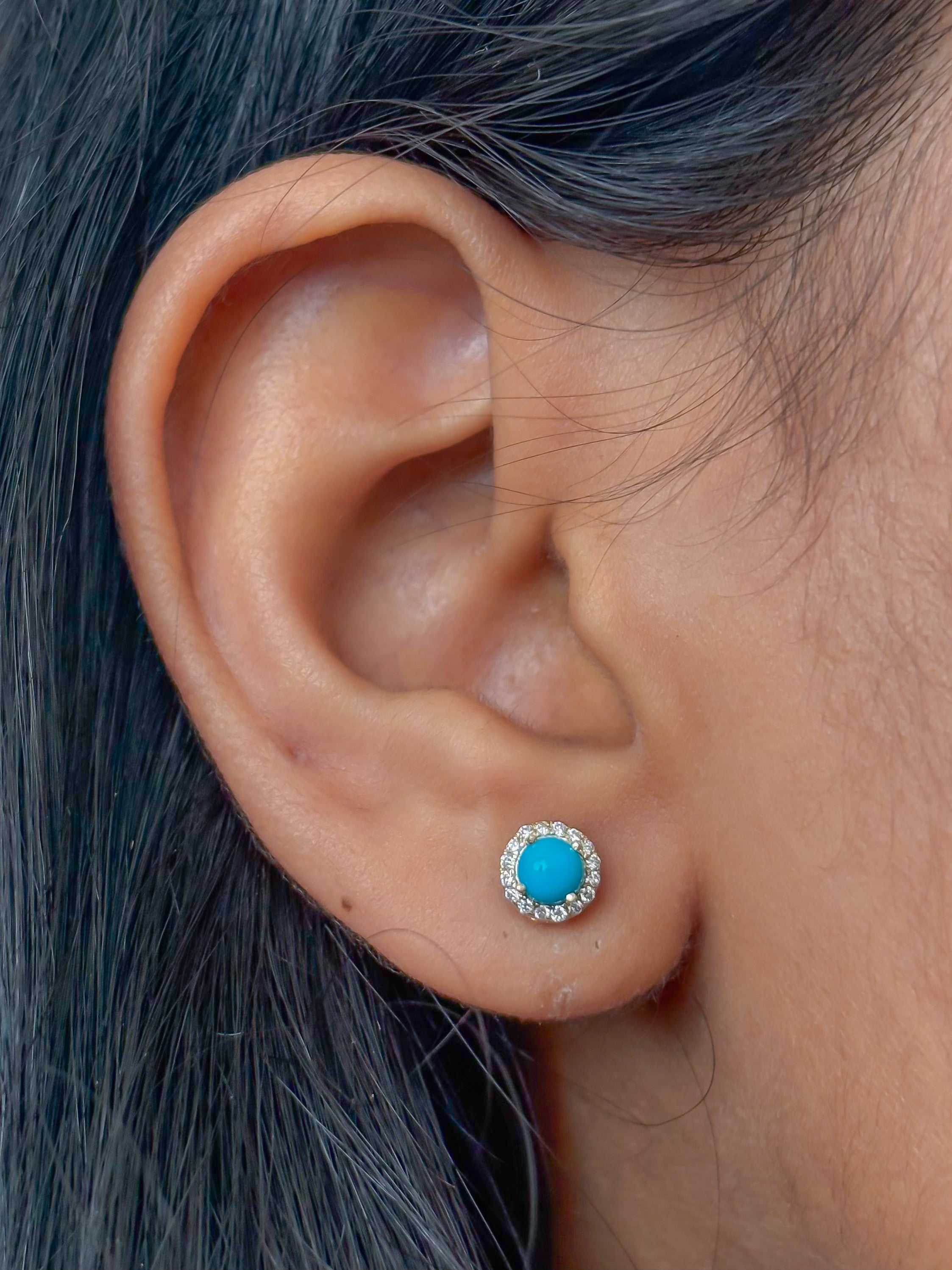 JPERG-4285/11908 Diamond Turquoise Earring | 14K
