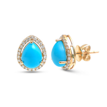 JPERG-4287/11910 Diamond Turquoise Earring | 14K