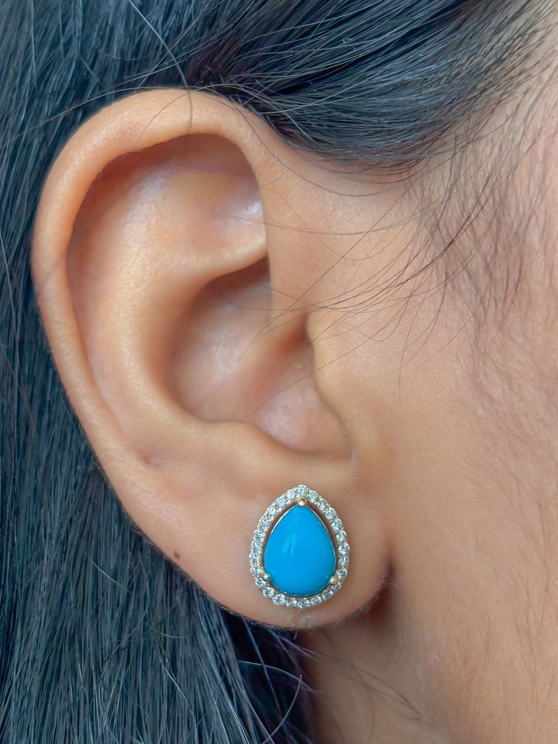 JPERG-4288/11911 Diamond Turquoise Earring | 14K