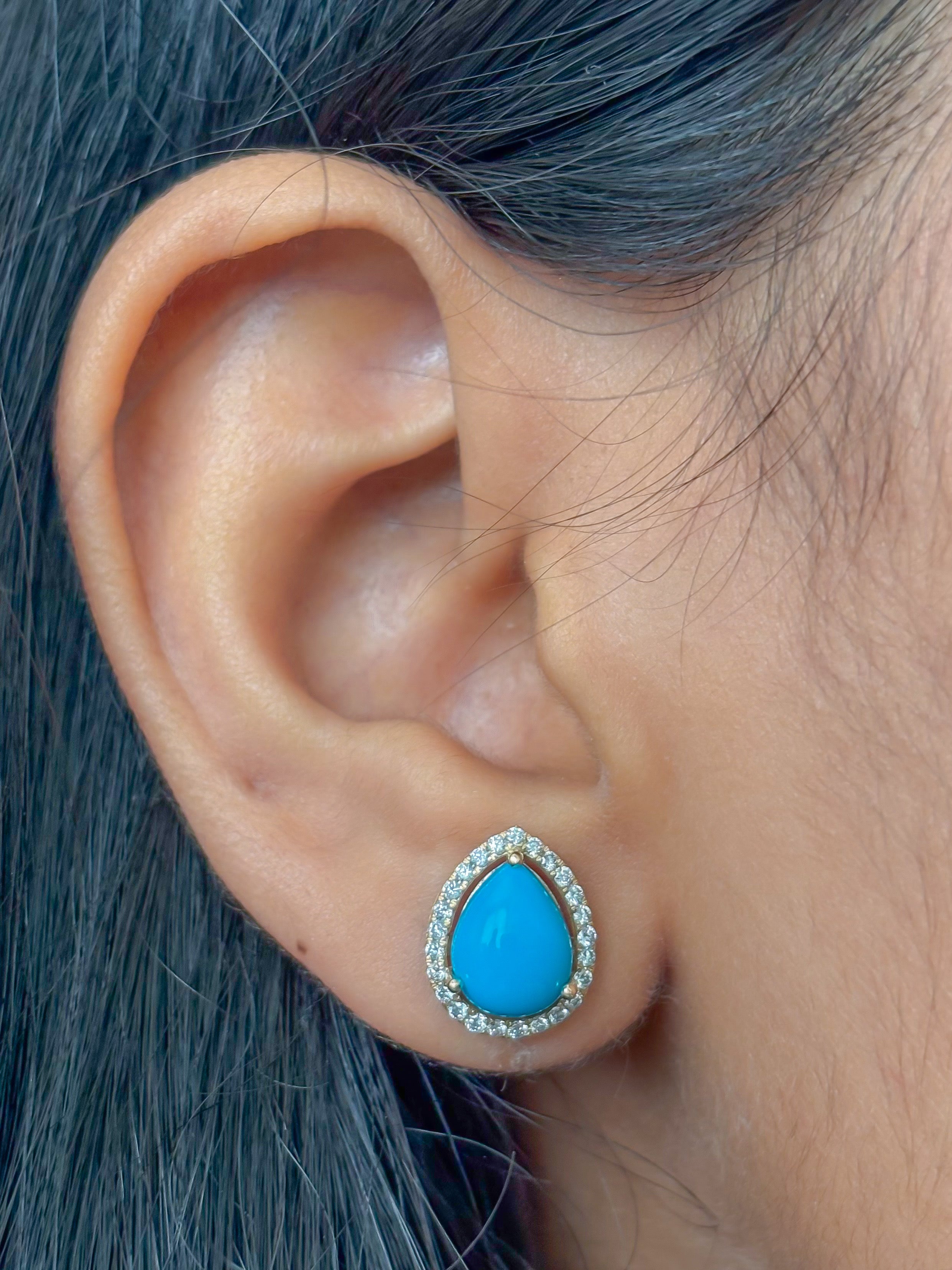 JPERG-4288/11911 Diamond Turquoise Earring | 14K