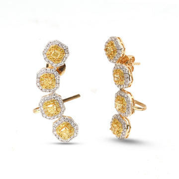 JPERG-4293/11925 Yellow Diamond Diamond Earring | 18K