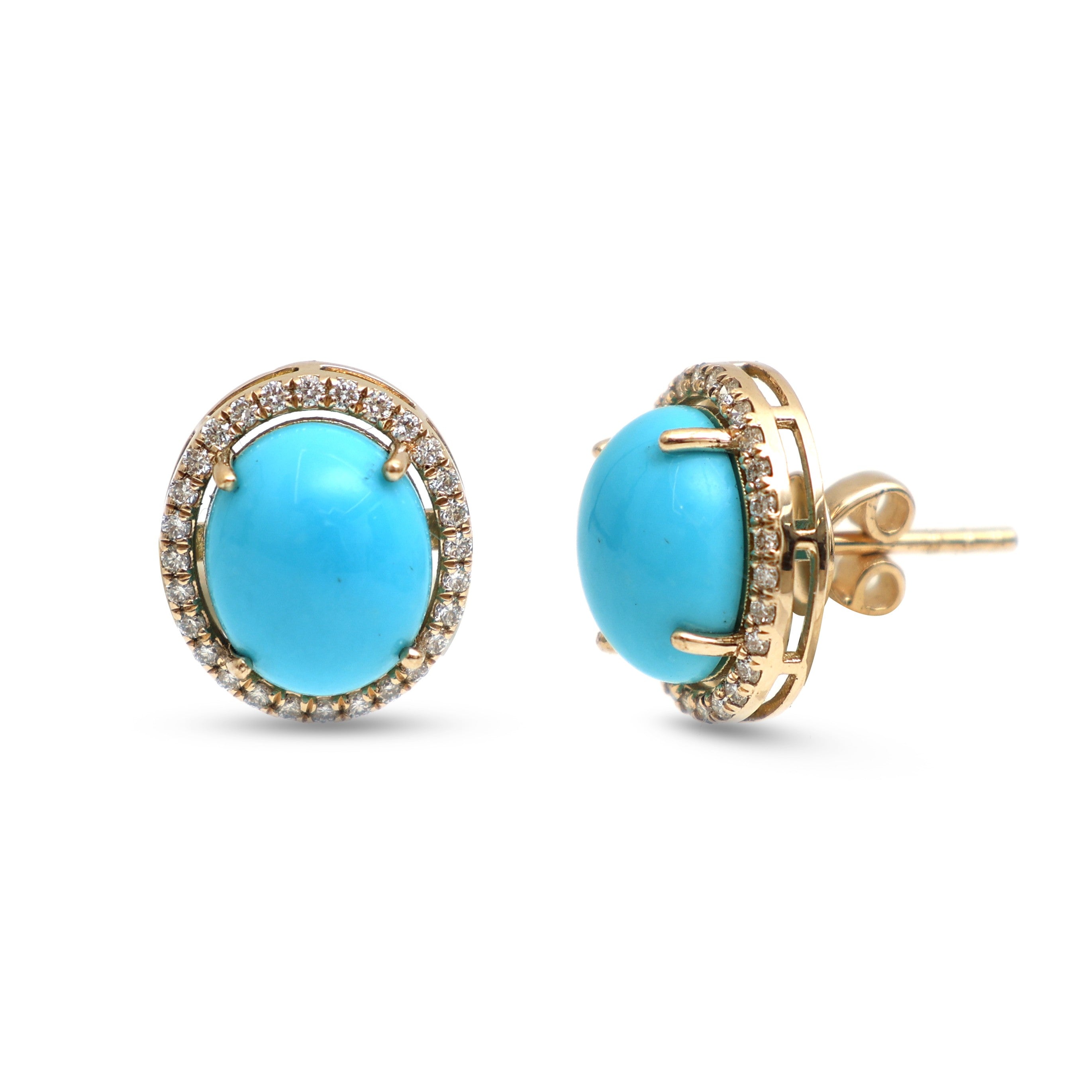 JPERG-4299/11951 Diamond Turquoise Earring | 14K